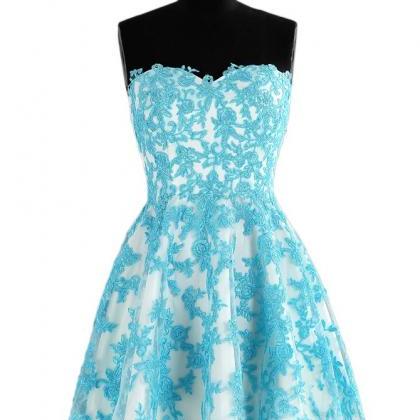 Sweetheart Above-knee Blue Homecoming Dress,prom..