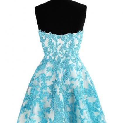 Sweetheart Above-knee Blue Homecoming Dress,prom..