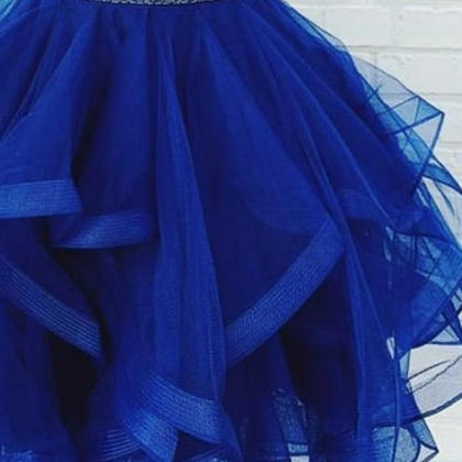 Blue Lace Short Prom Dress Homecoming Dress