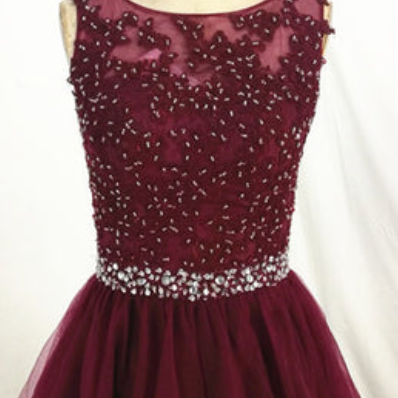 Wine Red Knee Length Homecoming Dress, Short Party..