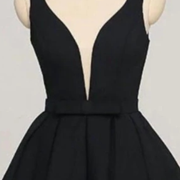 Black Knee Length Low Back Party Homecoming Dress,..