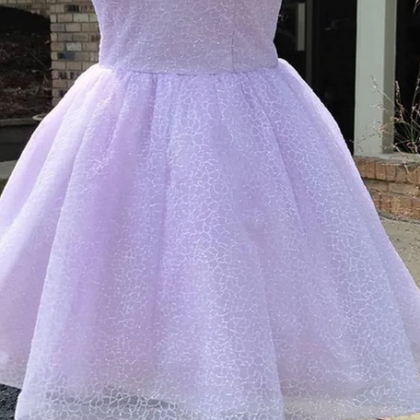 Short V Neck Shiny Purple Prom Dresses, Shiny V..