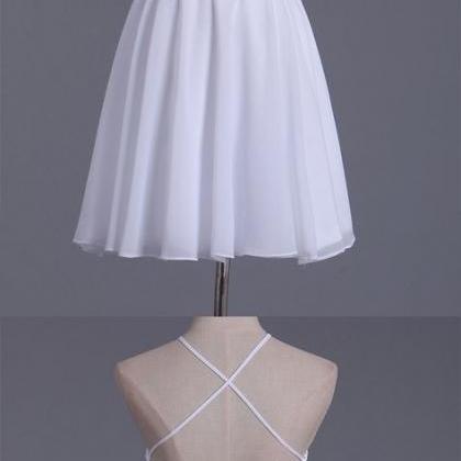 White Lace Homecoming Dresses, A Line Chiffon..