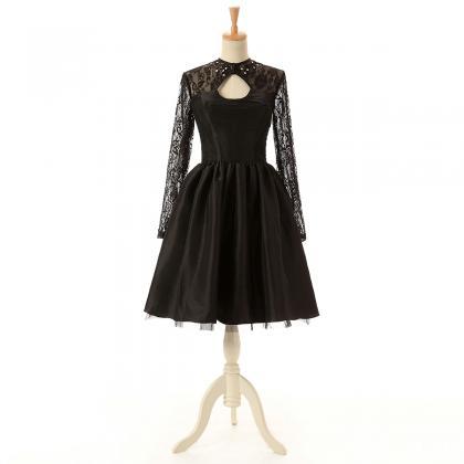 Black Lace Homecoming Dresses, High Neck..