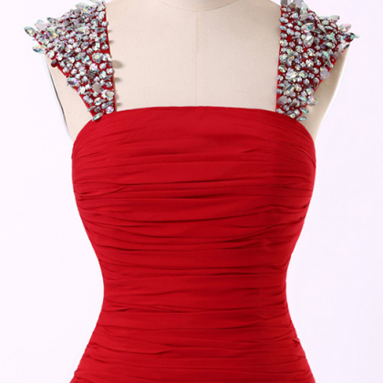 Short Homecoming Dress With Beaded Straps, Tight..