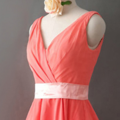 Elegant Bridesmaid Dresses With A Pink Ribbon,..