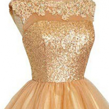 Gold Sequins Homecoming Dresses, Lace Homecoming..