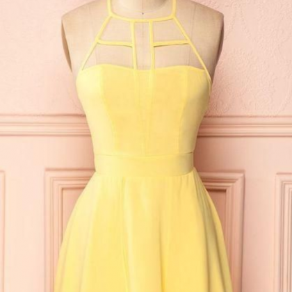 Short Homecoming Dress , Yellow Homecoming Dress