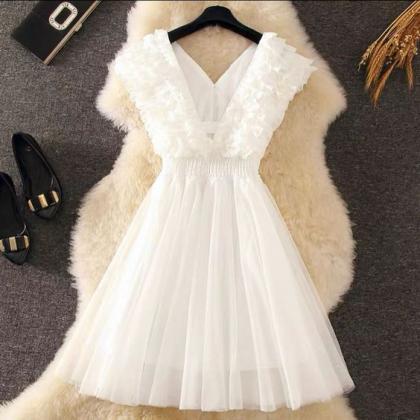 Short Prom Dress, White Homecoming Dress