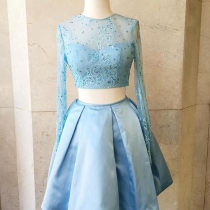 Short Prom Dress Homecoming Dress, Two Piece Prom..