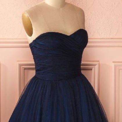 Navy Blue Homecoming Dresses, Strapless Sweetheart..