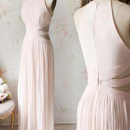 Simple Pink Halter Chiffon Prom Dress,pink Evening..