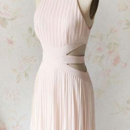 Simple Pink Halter Chiffon Prom Dress,pink Evening..