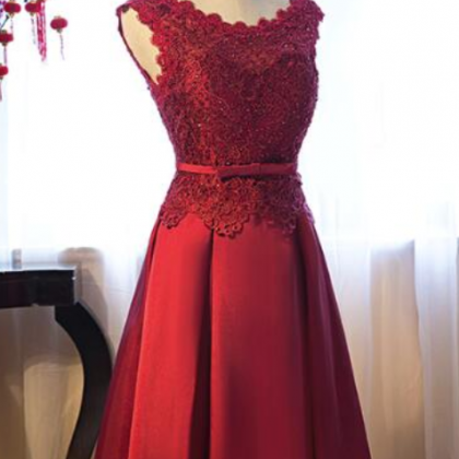 Red Satin Evening Dress, Off Shoulder Long Formal..