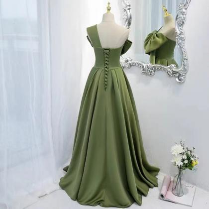 One Shoulder Evening Dress, Bowknot Prom Dress,..