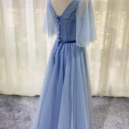 Simple Long Prom Dress, Tulle Bridesmaid Dress,..