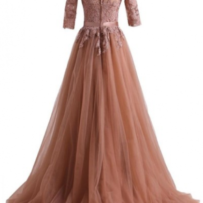 A-line Formal Prom Dress, Modest Beautiful Long..