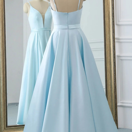 Fancy A line Halter Neckline Satin Long Prom Dress Evening Dress Formal Dress main image 0
