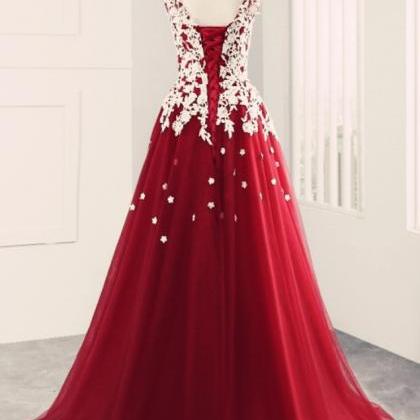 Elegant Sexy Tulle Lace Applique Formal Prom..