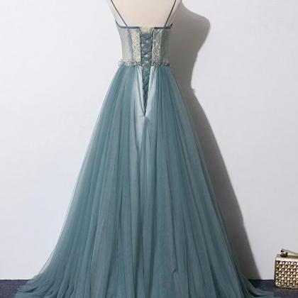 Elegant Sweetheart Tulle Lace Formal Prom Dress,..