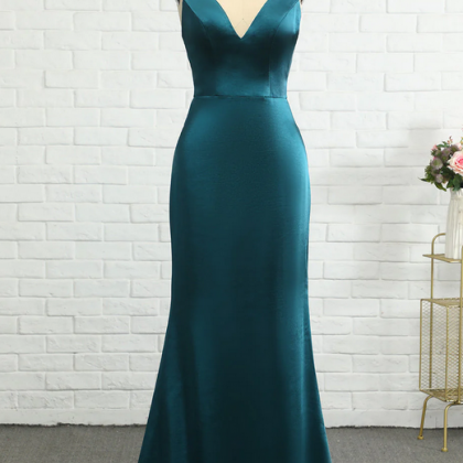 Trendy V-Neck Mermaid Floral Satin Maxi Floral Formal Evening Dresses For Women main image 0
