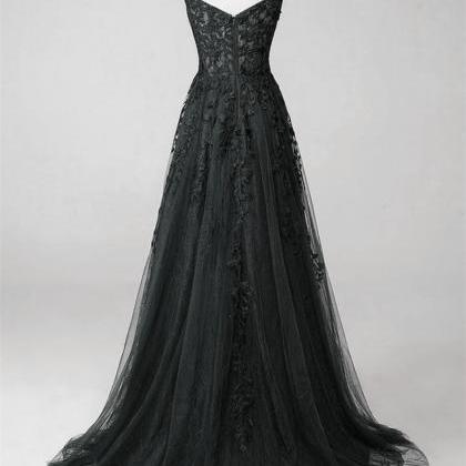 Elegant Lace Straps A-line Tulle Formal Prom..