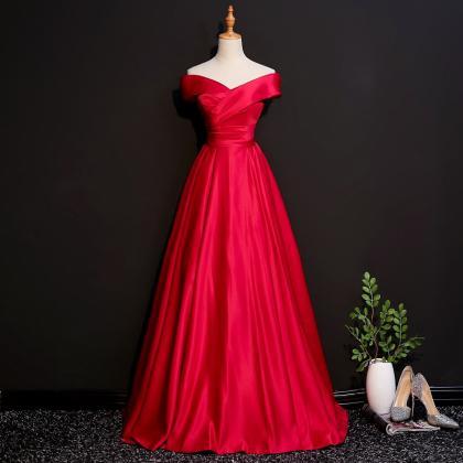 Elegant Satin Off Shoulder Formal Prom Dress,..