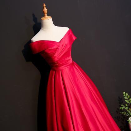 Elegant Satin Off Shoulder Formal Prom Dress,..