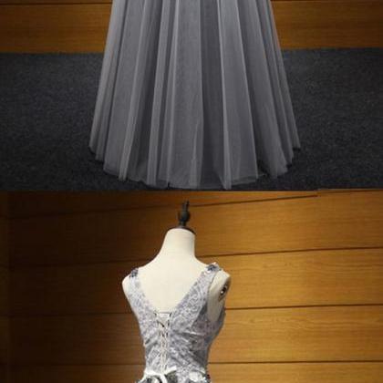 Elegant A Line Sleeveless Tulle Formal Prom Dress,..