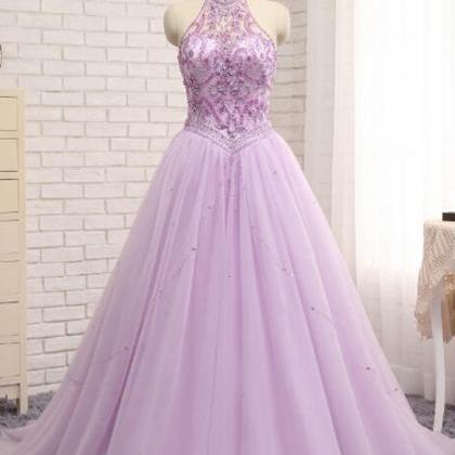 Elegant A Line Beading Tulle Formal Prom Dress,..