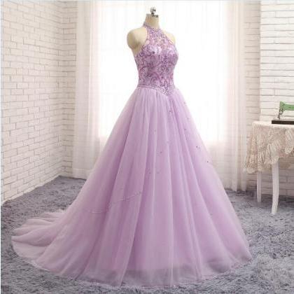 Elegant A Line Beading Tulle Formal Prom Dress,..