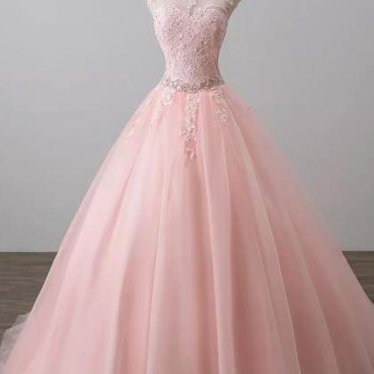 Elegant A-line Lace Tulle Formal Prom Dress,..