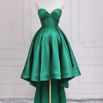 Homecoming Dresses,green Chic High Low Sweetheart..