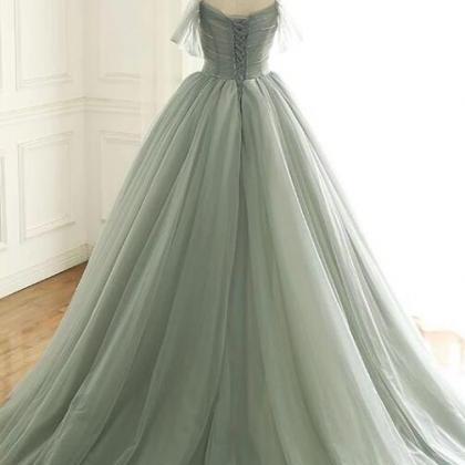 Prom Dresses, Light Green Tulle Long Prom Dress,..