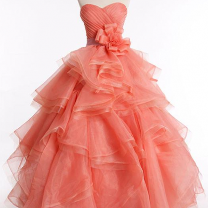 Prom Dresses,strapless Orange Ball Gown Prom Dress..