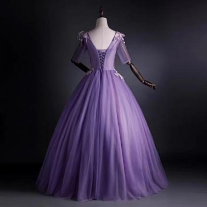 Prom Dresses, Purple Tulle Evening Dress With..