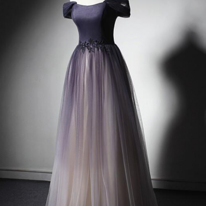 Prom Dresses, Gradient Tulle Purple Long Junior..