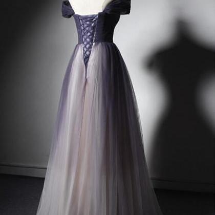 Prom Dresses, Gradient Tulle Purple Long Junior..