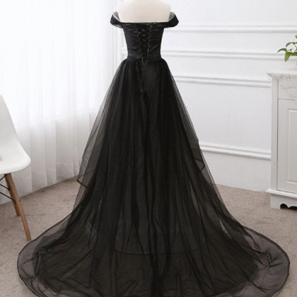 Prom Dresses, Black Prom Dress Tulle Party Dress..