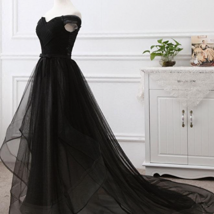 Prom Dresses, Black Prom Dress Tulle Party Dress..