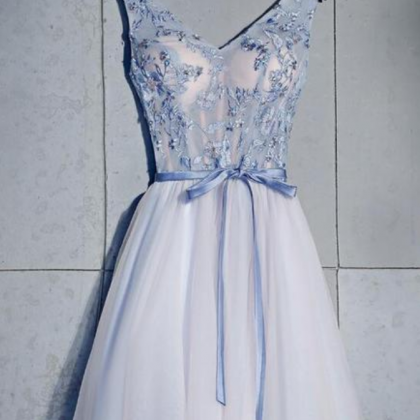 Homecoming Dresses,short Blue Prom Dress A-line..