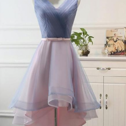Homecoming Dresses,blue And Pink Stylish High Low..