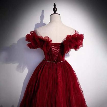 Prom Dresses,red Dress Off Shoulder Evening Dress..