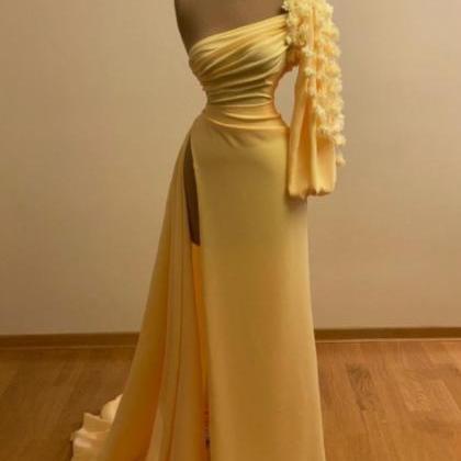 Prom Dresses,elegant Gold Satin Long Ball Gowns,..