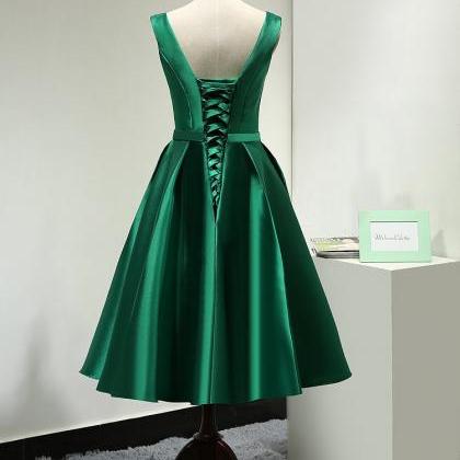 Homecoming Dresses,green A Line Satin Short Party..