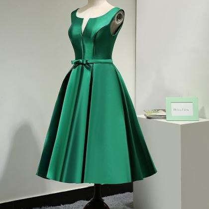 Homecoming Dresses,green A Line Satin Short Party..