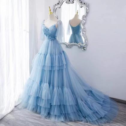 Prom Dresses,blue Evening Dress, Light Luxurious..