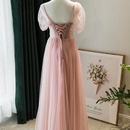 Prom Dresses,pink Vintage Style Long Tulle Party..