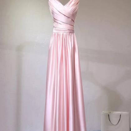 Prom Dresses,pink Evening Dress,v-neck Prom..