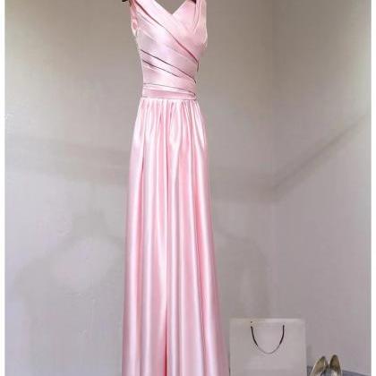 Prom Dresses,pink Evening Dress,v-neck Prom..